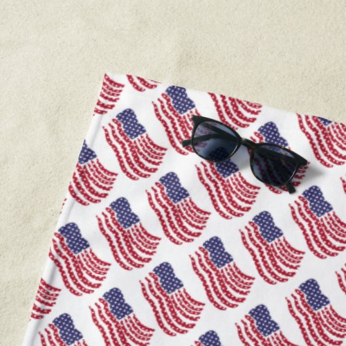 Red White Blue Flag Pattern Design Beach Towel