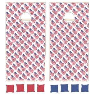 Red White Blue Flag Pattern Design Cornhole Set