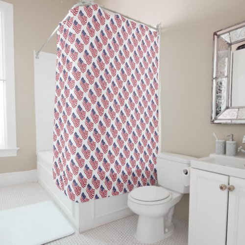 Red White Blue Flag Pattern Design Shower Curtain