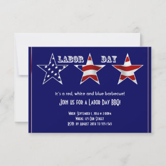 Red White Blue Flag Patterned Stars Labor Day Invitation