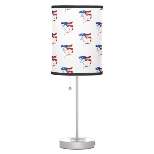 Red White blue Flag Shark on gray background Table Lamp