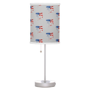 Red White blue Flag Shark on gray background Table Lamp