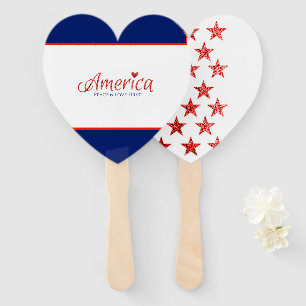 Red, white, blue, flag, stars, arrows, 4th of July Hand Fan