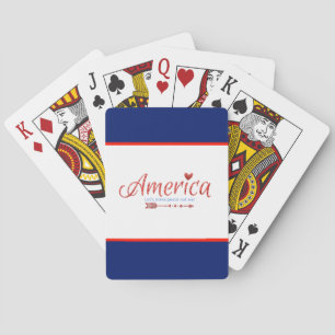 Red, white, blue, flag, stars, arrows, 4th of July Poker Cards