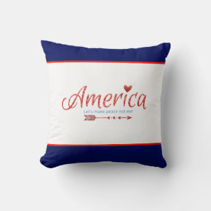 Red, white, blue, flag, stars, arrows, 4th of July Throw Pillow