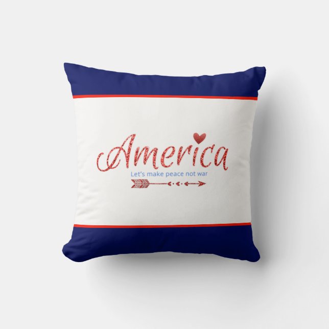 Red, white, blue, flag, stars, arrows, 4th of July Throw Pillow (Front)
