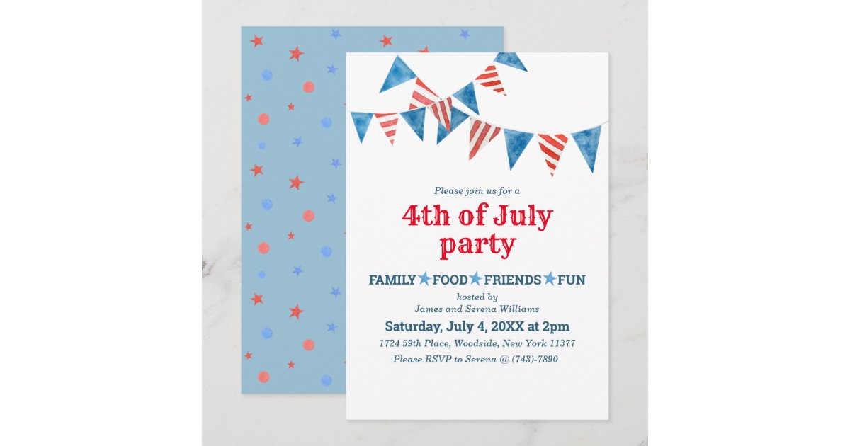 Red White Blue Flags 4th of July Party Invitation | Zazzle