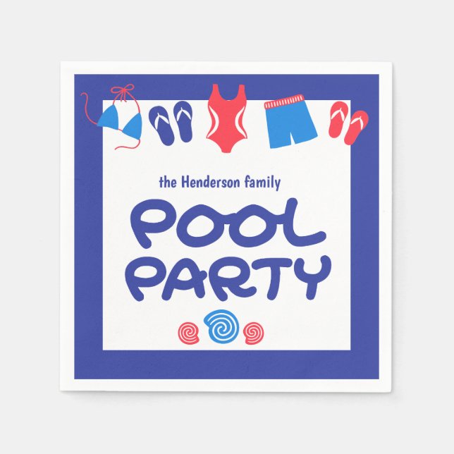 Red White Blue Flip Flop Swimsuit Napkins (Front)