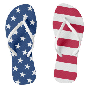 Red white store blue flip flops