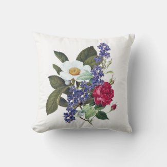 Red, White, Blue Floral Outdoor Pillow 16x16