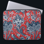 Red White & Blue Floral Paisley Bohemian Boho Laptop Sleeve<br><div class="desc">Custom design</div>