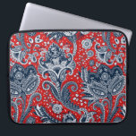 Red White & Blue Floral Paisley Bohemian Boho Laptop Sleeve<br><div class="desc">Custom design</div>
