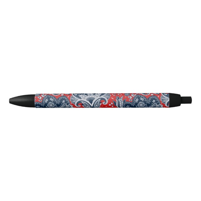 Red White & Blue Floral Paisley Bohemian Boho Pen (Front)