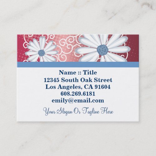 Red White Blue Floral Tribal Daisy Tattoo Pattern Business Card Template