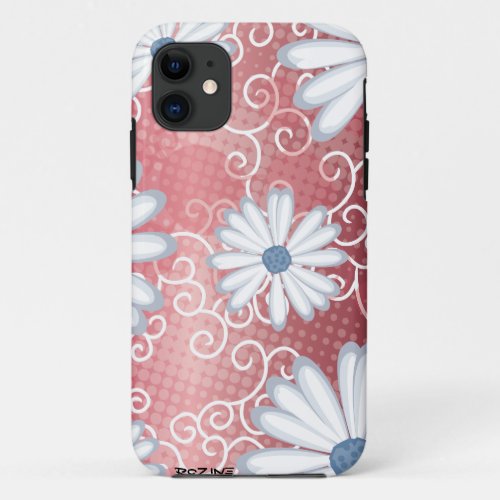 Red White Blue Floral Tribal Daisy Tattoo Pattern iPhone 11 Case