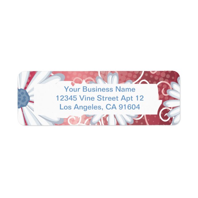 Red White Blue Floral Tribal Daisy Tattoo Pattern Label (Front)