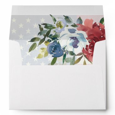 Red White Blue Floral USA Flag Watercolor Wedding Envelope Red White Blue Floral USA Flag Watercolor Wedding Envelope