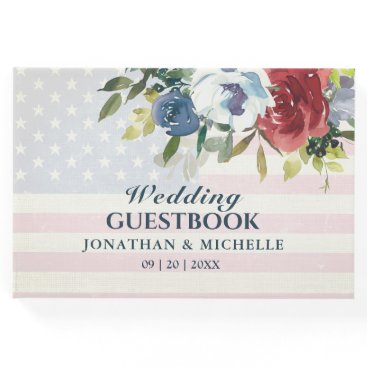 Red White Blue Floral USA Flag Watercolor Wedding Guest Book Red White Blue Floral USA Flag Watercolor Wedding Guest Book