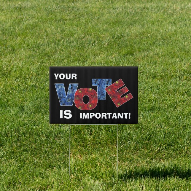 Red, White, & Blue Floral Vote Sign (Insitu)