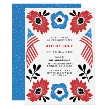 Red White & Blue Florals Fourth of July Invitation Red White & Blue Florals Fourth of July Invitation