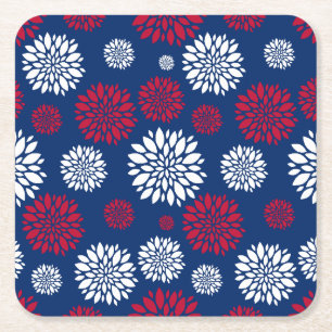 Red, White & Blue Flower Coasters