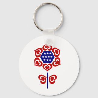 Red White Blue Flower Keychain