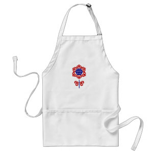 Red White Blue Flower Patriotic Design Adult Apron