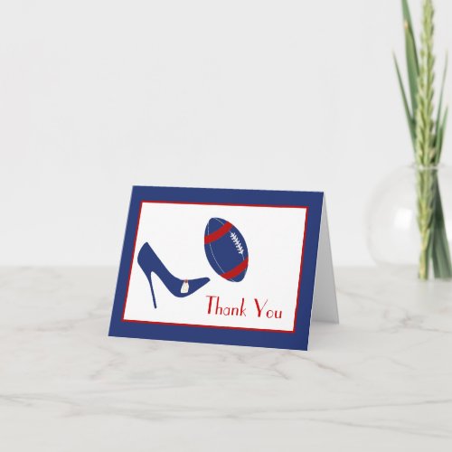 Red White  Blue Football Theme Thank You Card