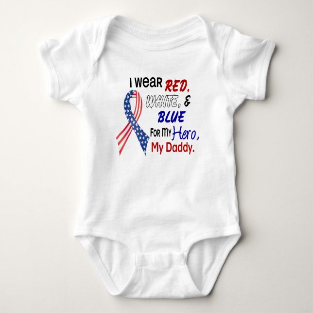 Red White Blue For My Daddy Baby Bodysuit (Front)