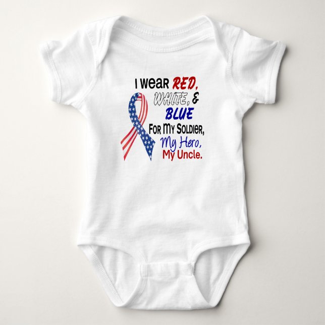 Red White Blue For My Uncle Baby Bodysuit (Front)