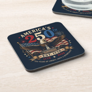 Red White Blue Fourth Of July Beverage Coaster