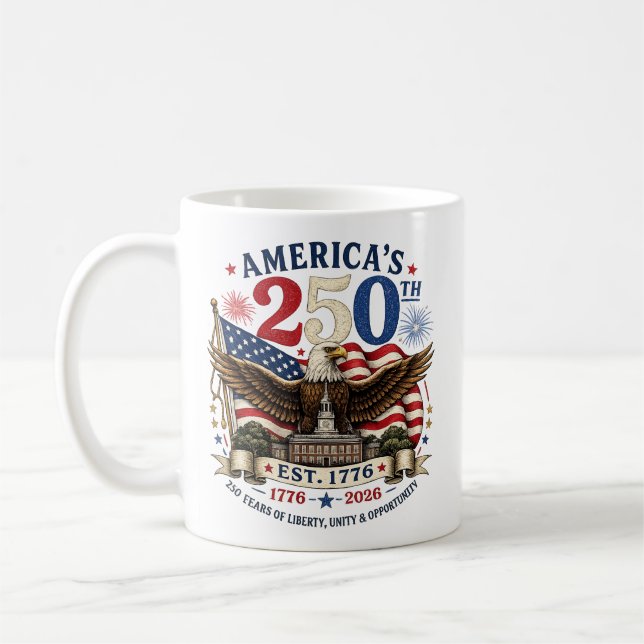 Red White Blue Fourth Of July Coffee Mug (Left)