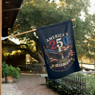 Red White Blue Fourth Of July House Flag