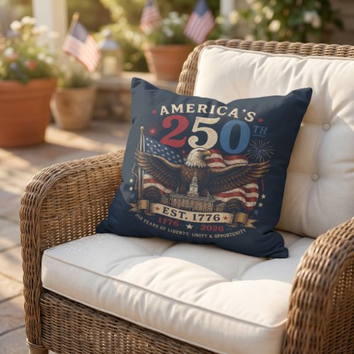 Red White Blue Fourth Of July Outdoor Pillow