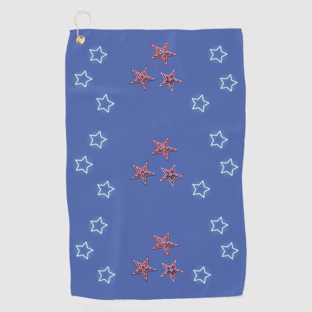 Red white blue fourth of July stars Golf Towel (Front)