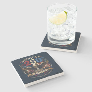 Red White Blue Fourth Of July Stone Coaster
