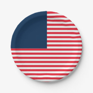 Red White & Blue Fun Family Friends Celebration Paper Plates