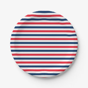 Red White & Blue Fun Family Friends Celebration Paper Plates