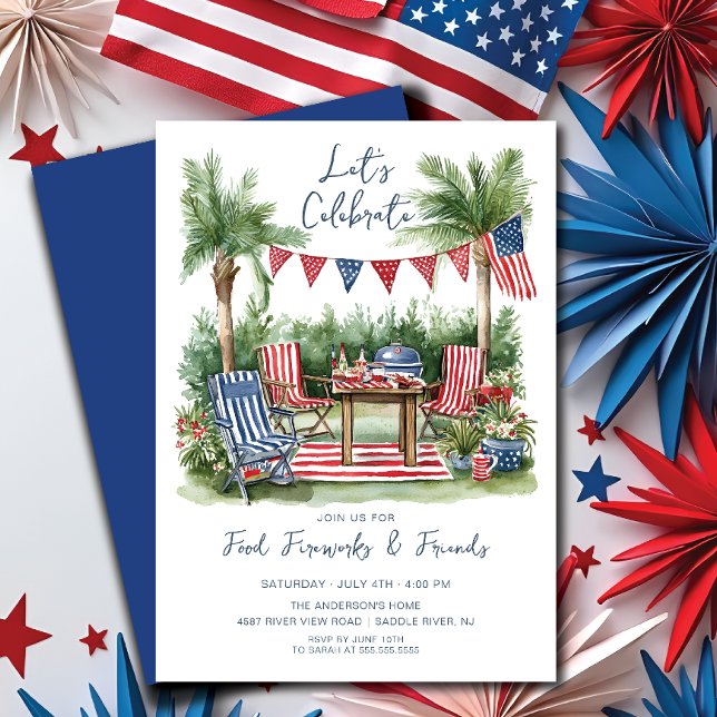 Red, White & Blue Gathering 4th of July Invitation (Creator Uploaded)