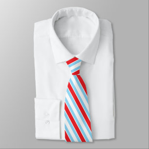 Red White Blue Geometric Stripes Neck Tie