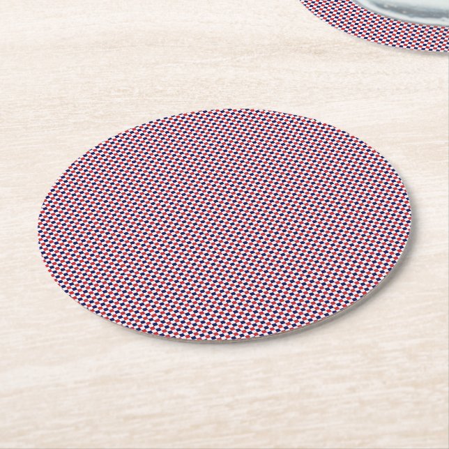 Red,White,Blue-Gingham-PAPER PARTY COASTERS (Angled)