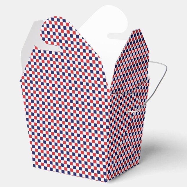 Red,White,Blue Gingham-PARTY FAVOR BOX, take out Boxes (Opened)