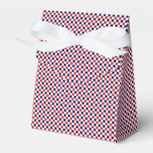 Red,White,Blue Gingham-PARTY FAVOR BOX, tent Boxes