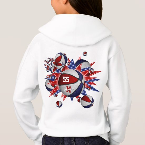 red white blue girl's basketball blowout hoodie