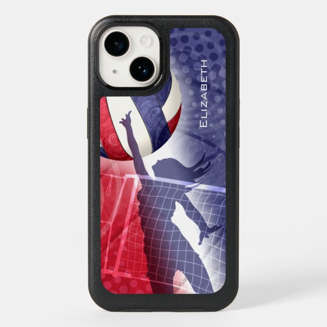 red white blue girls volleyball otterbox iPhone case (Back)