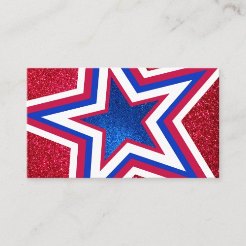 Red White Blue Glitter American Campaign Template Business Card