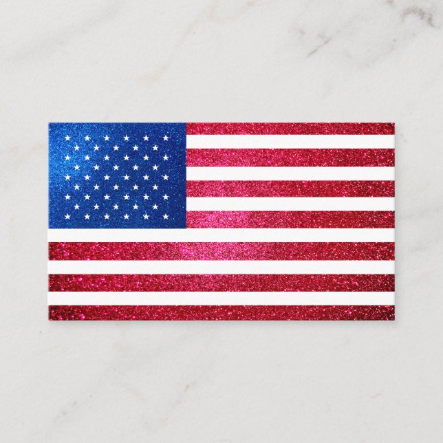 Red White Blue Glitter American Campaign Template Business Card (Front)