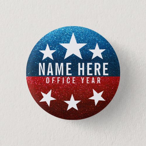 Red White Blue Glitter American Campaign Template Button