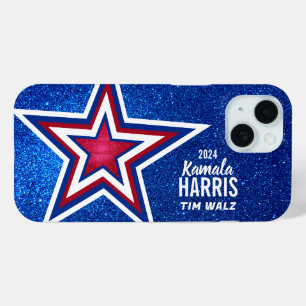 Red White Blue Glitter American Campaign Template iPhone 15 Case