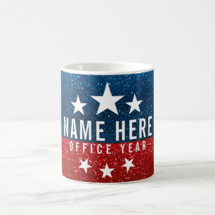 Red White Blue Glitter American Campaign Template Coffee Mug